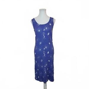 K Petite Women's Blue Floral Midi Dress Size 10P Rayon